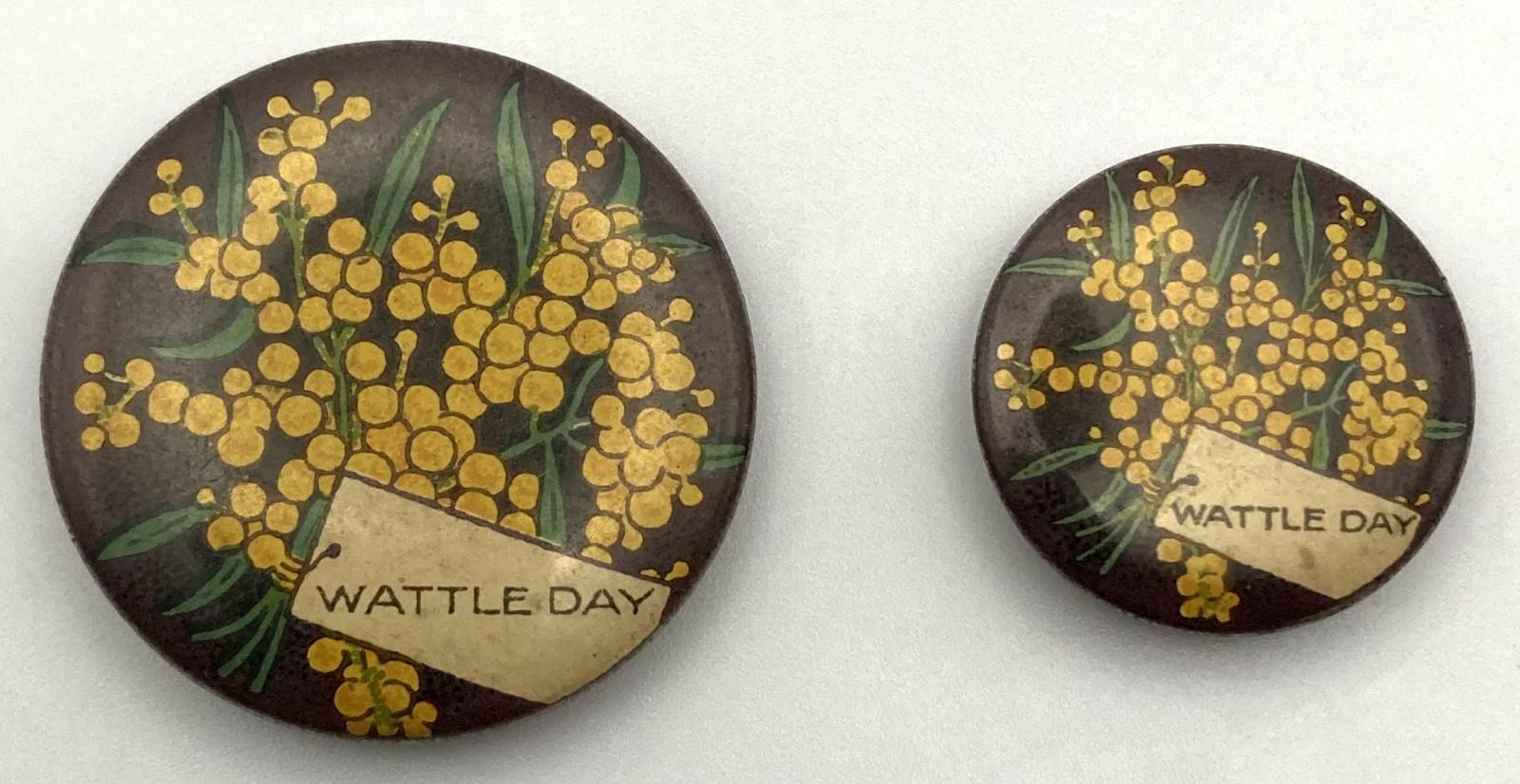 'Wattle Day' fundraising button c1921 - both sizes