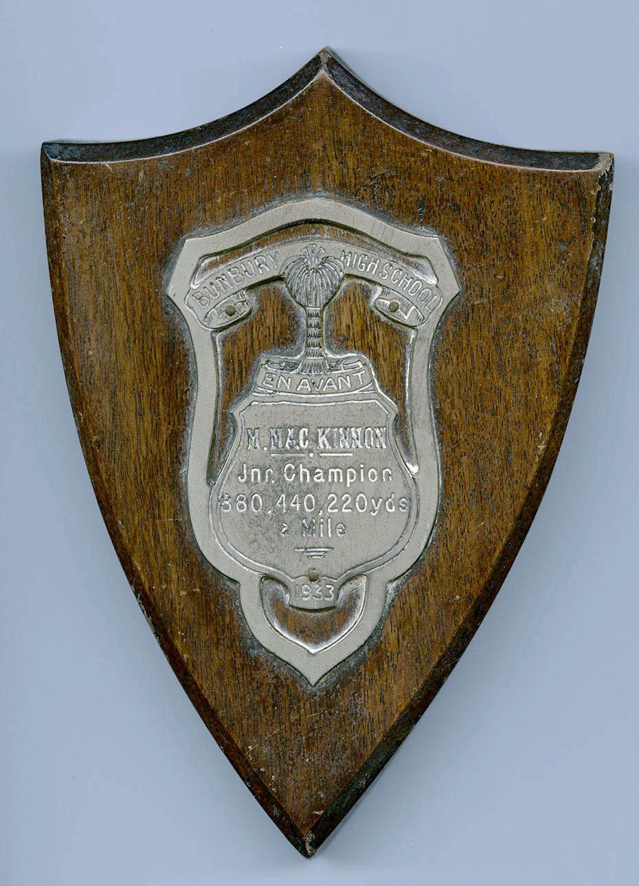 Junior Athletics Champion Plaque 1933