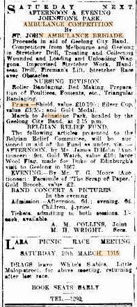 Article from the 'Geelong Advertiser' newspaper, 18th March 1915