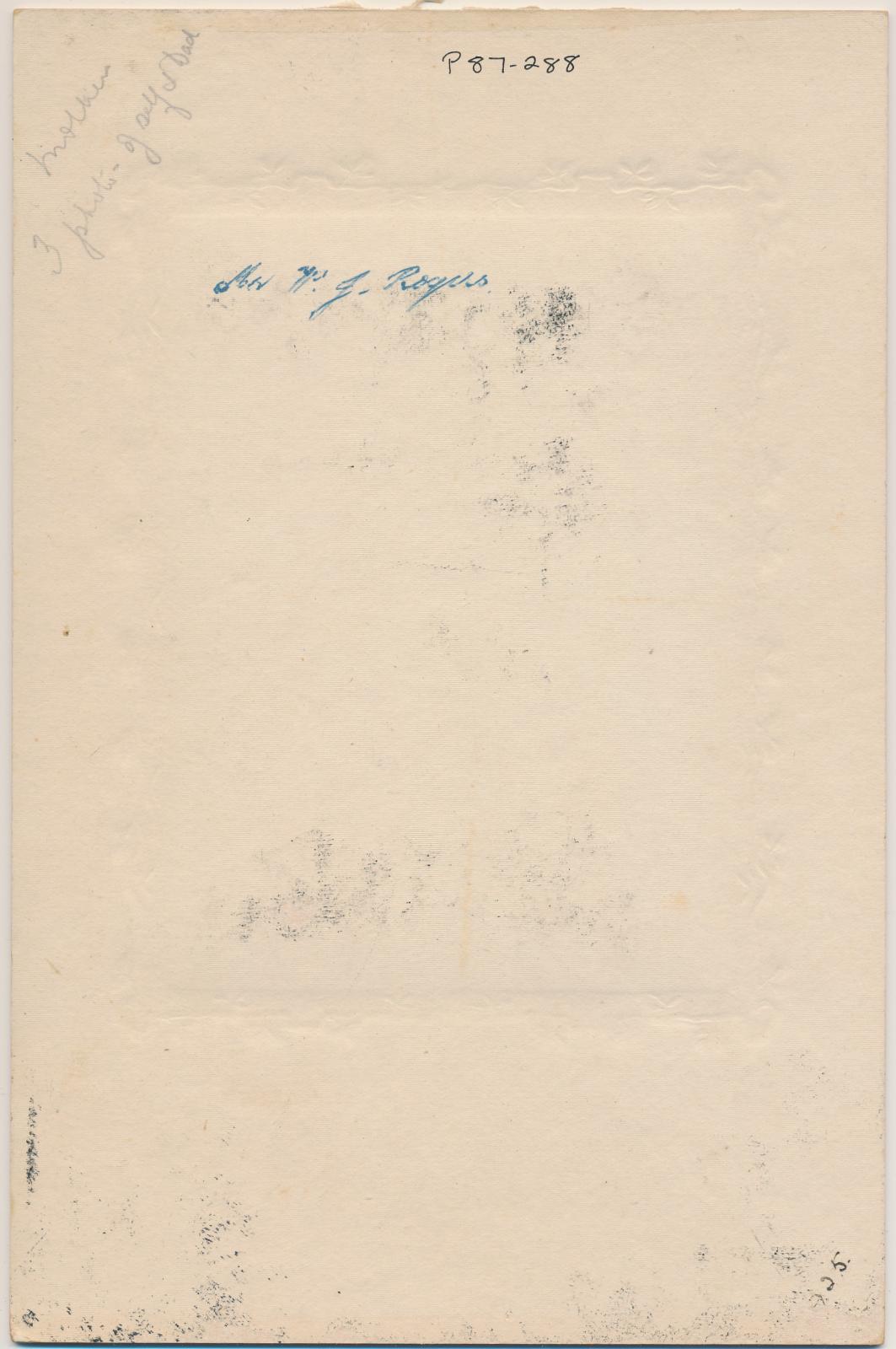 Back of photograph of W.J. Rogers