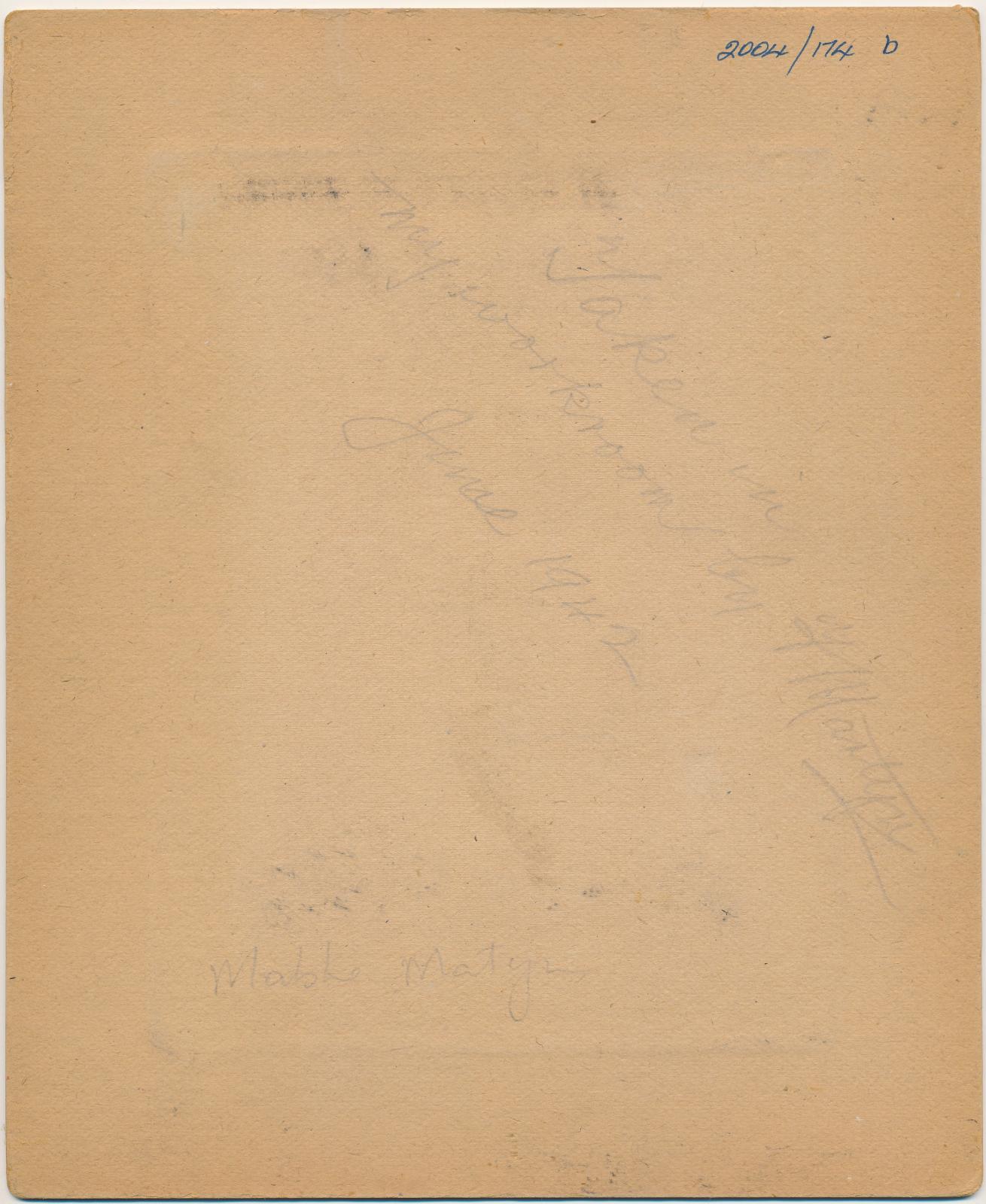 Back of photograph of Mrs Mable Martyn