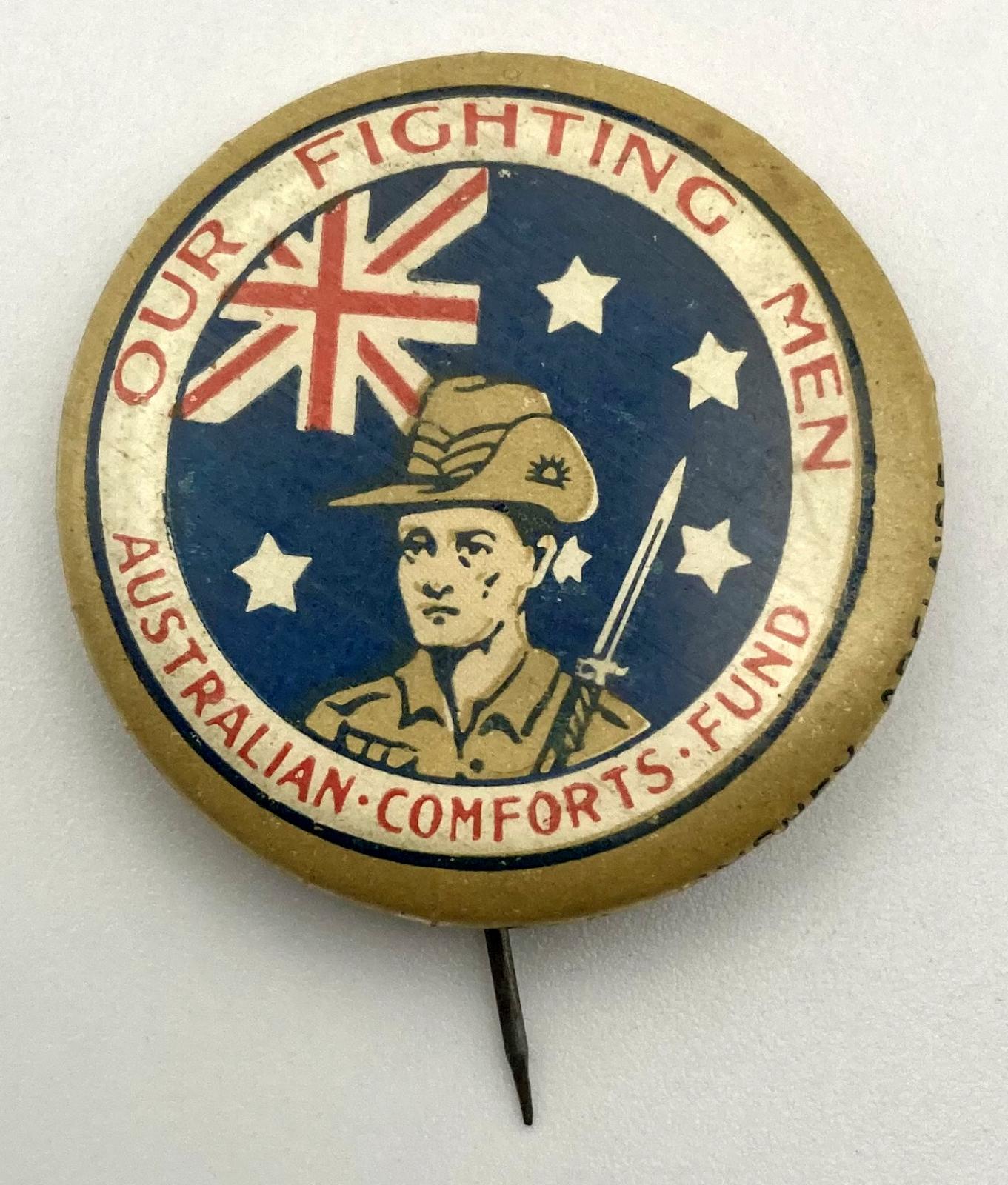 'Fighting Men's Day' fundraising button 1918 - large size