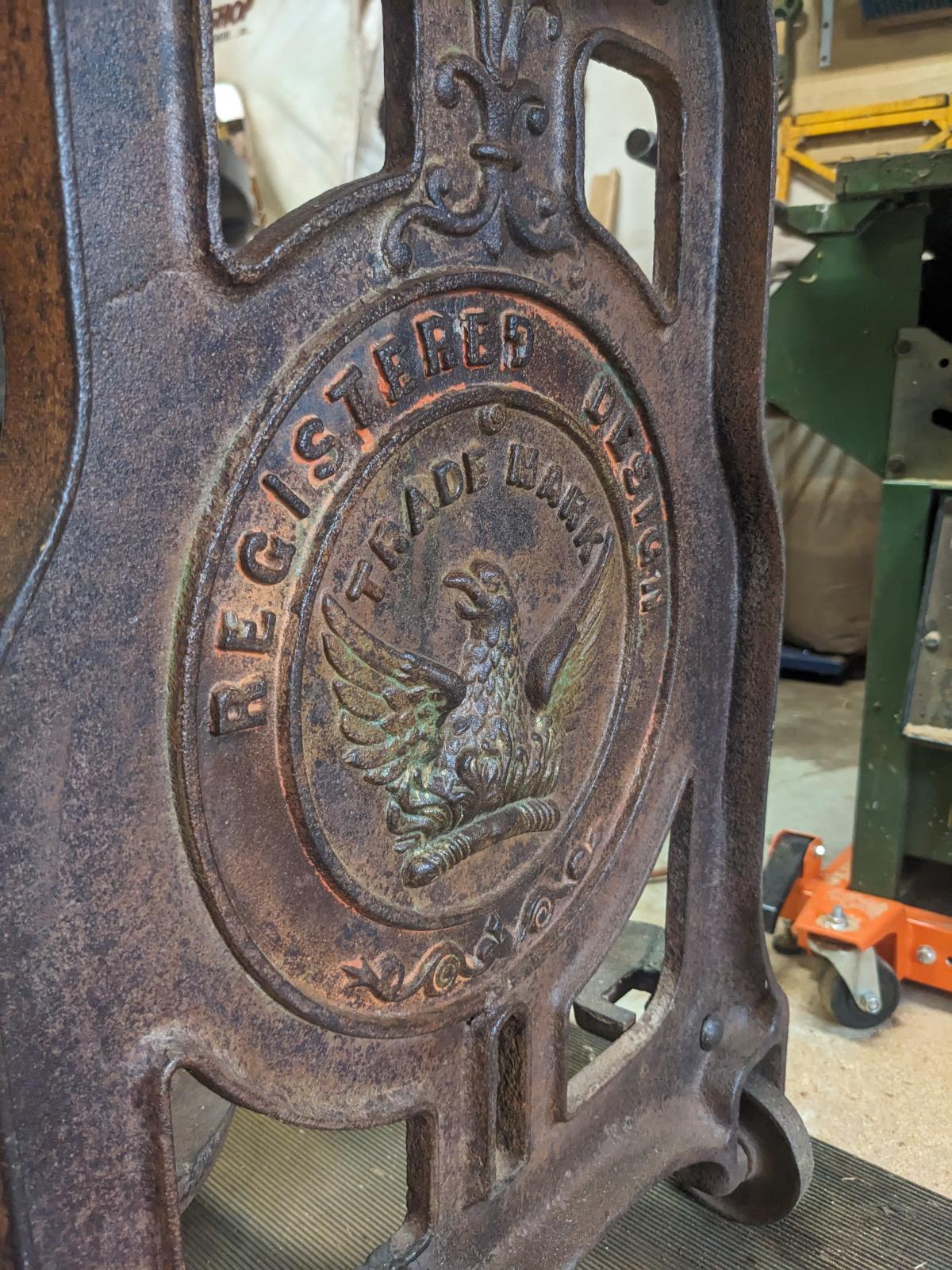Mangle detail of trademark stamp