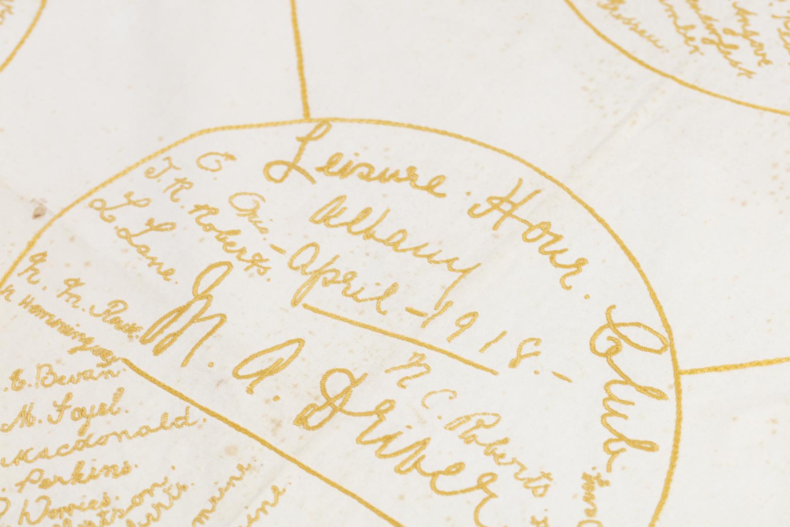 Mary's signature on the tablecloth. © 2020 Bo Wong. All rights reserved.