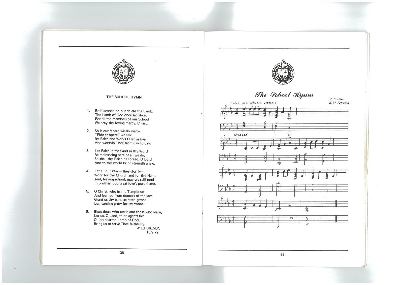 Original BCGS School Hymn