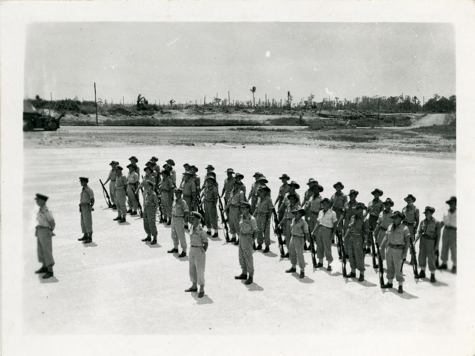 Soldiers on parade ground: Japanese surrender to Australia 1945