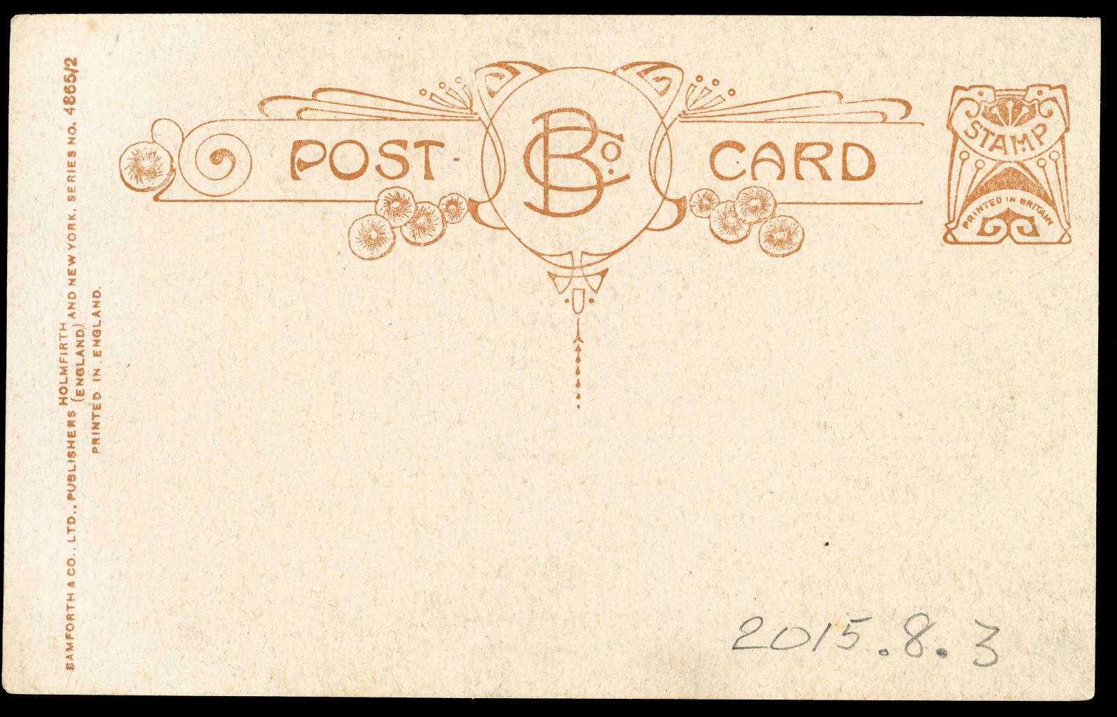 First World War Coloured Photographic Postcard - back