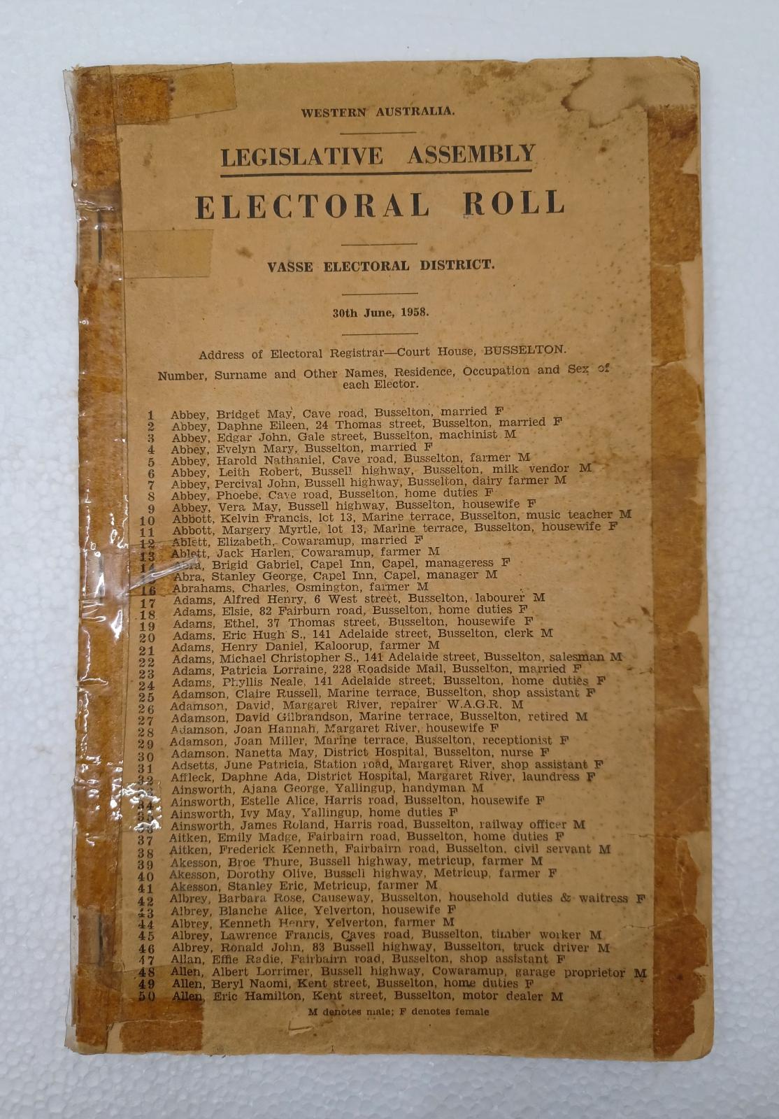 Electoral Roll - first page