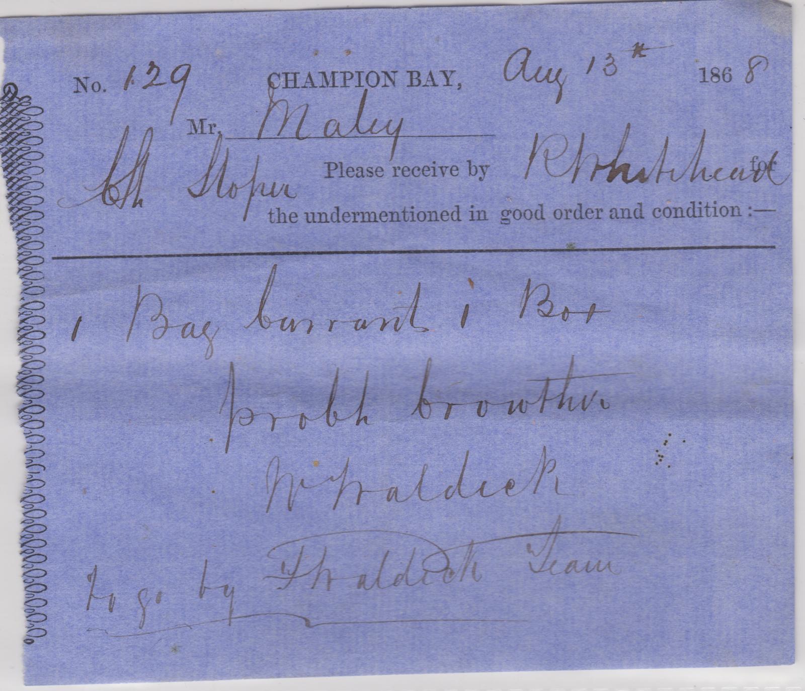 Cart Delivery Note no.129