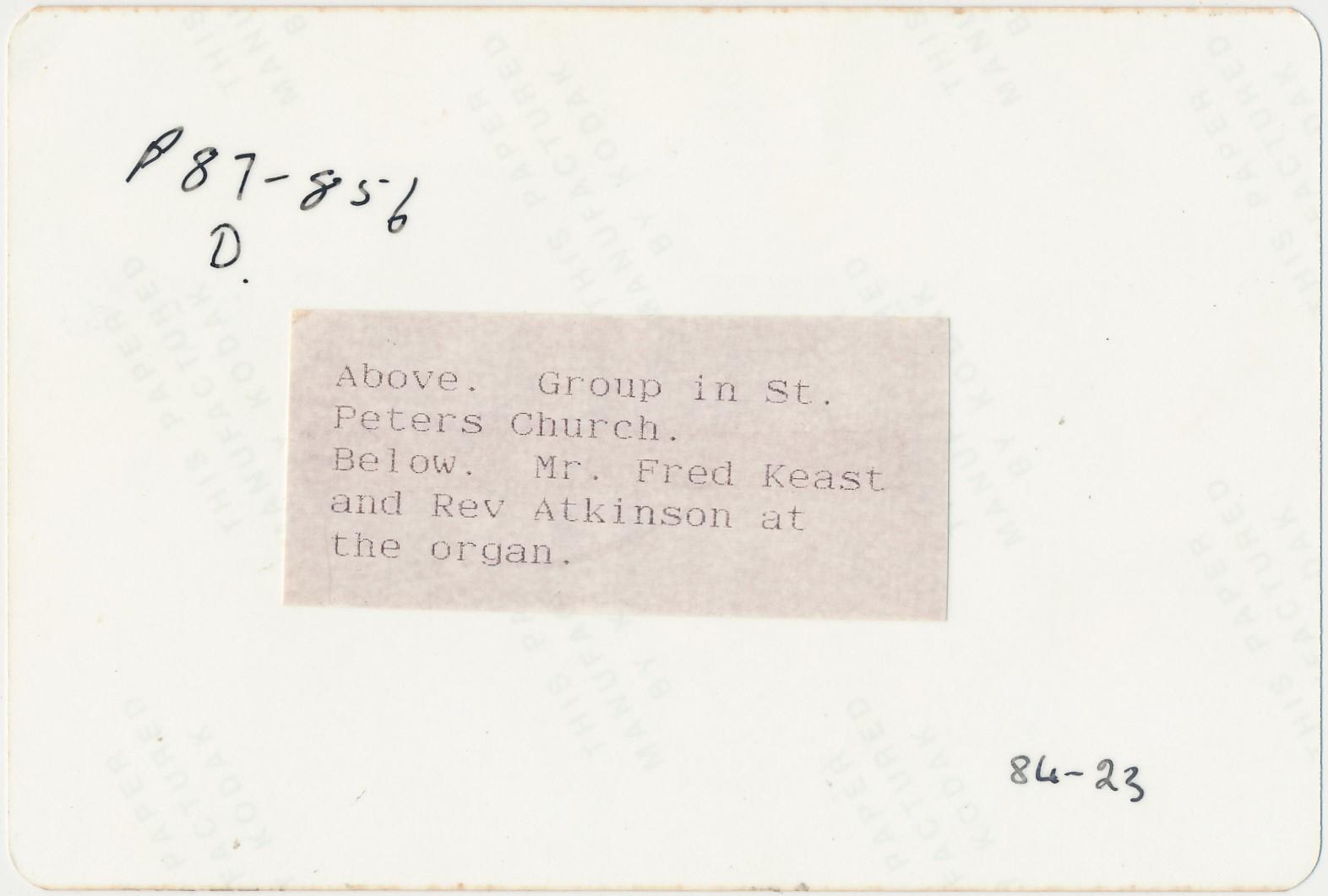 Back of photograph of Pioneer Day at St. Peter's Church, Badgebup