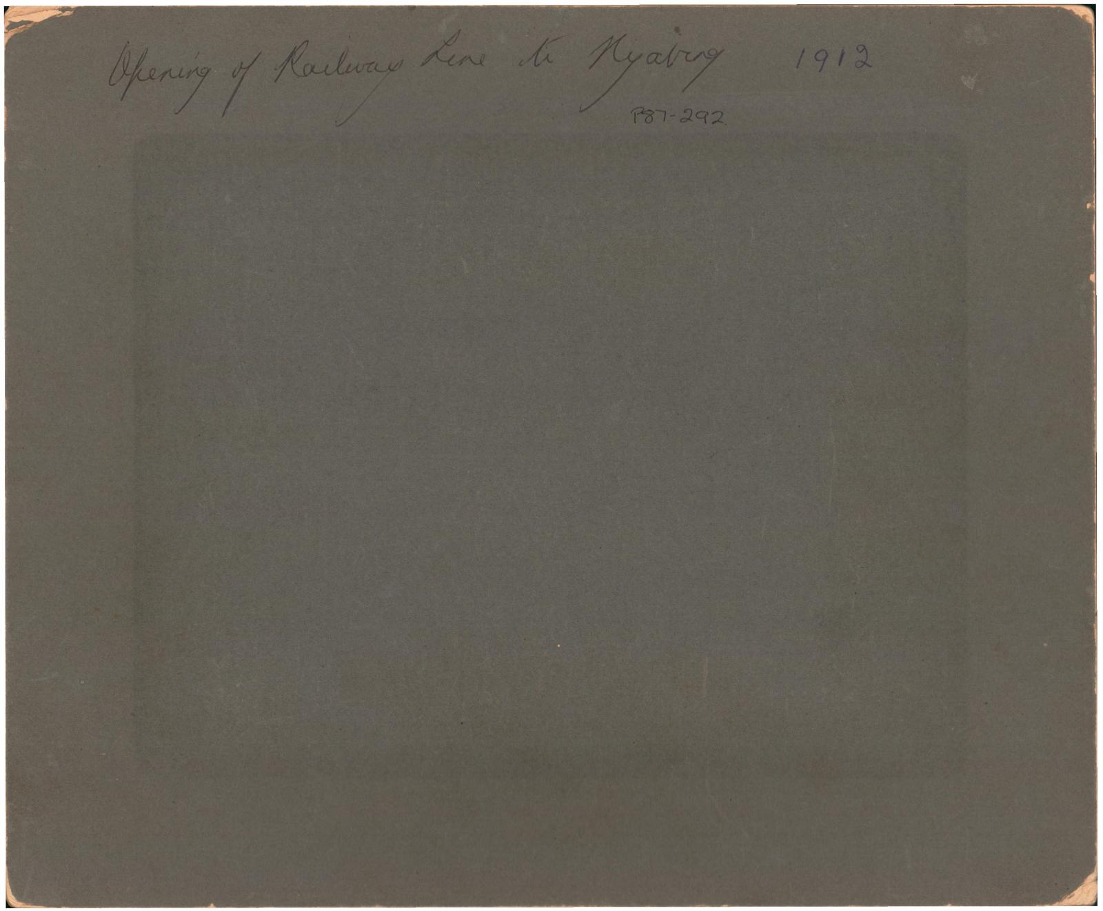 Back of photograph of Opening of Nyabing Railway Line