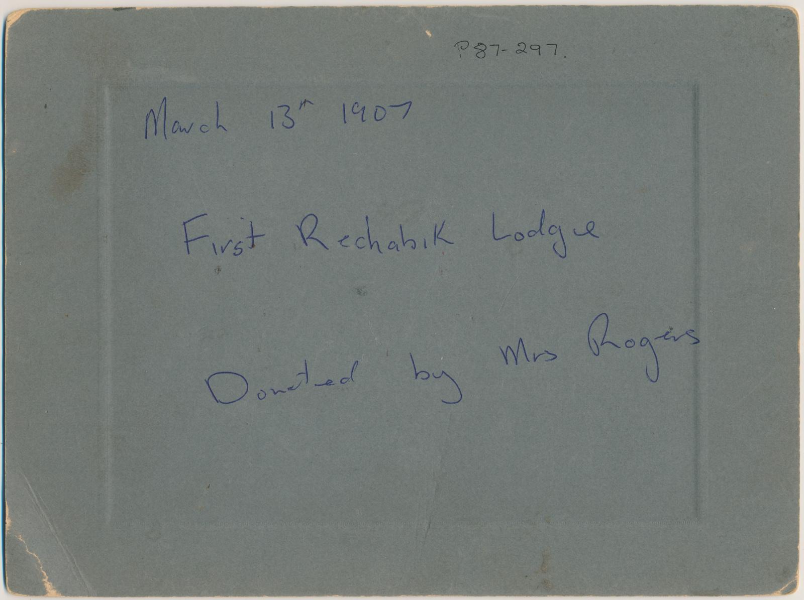 Back of photograph of First Rechabite Lodge
