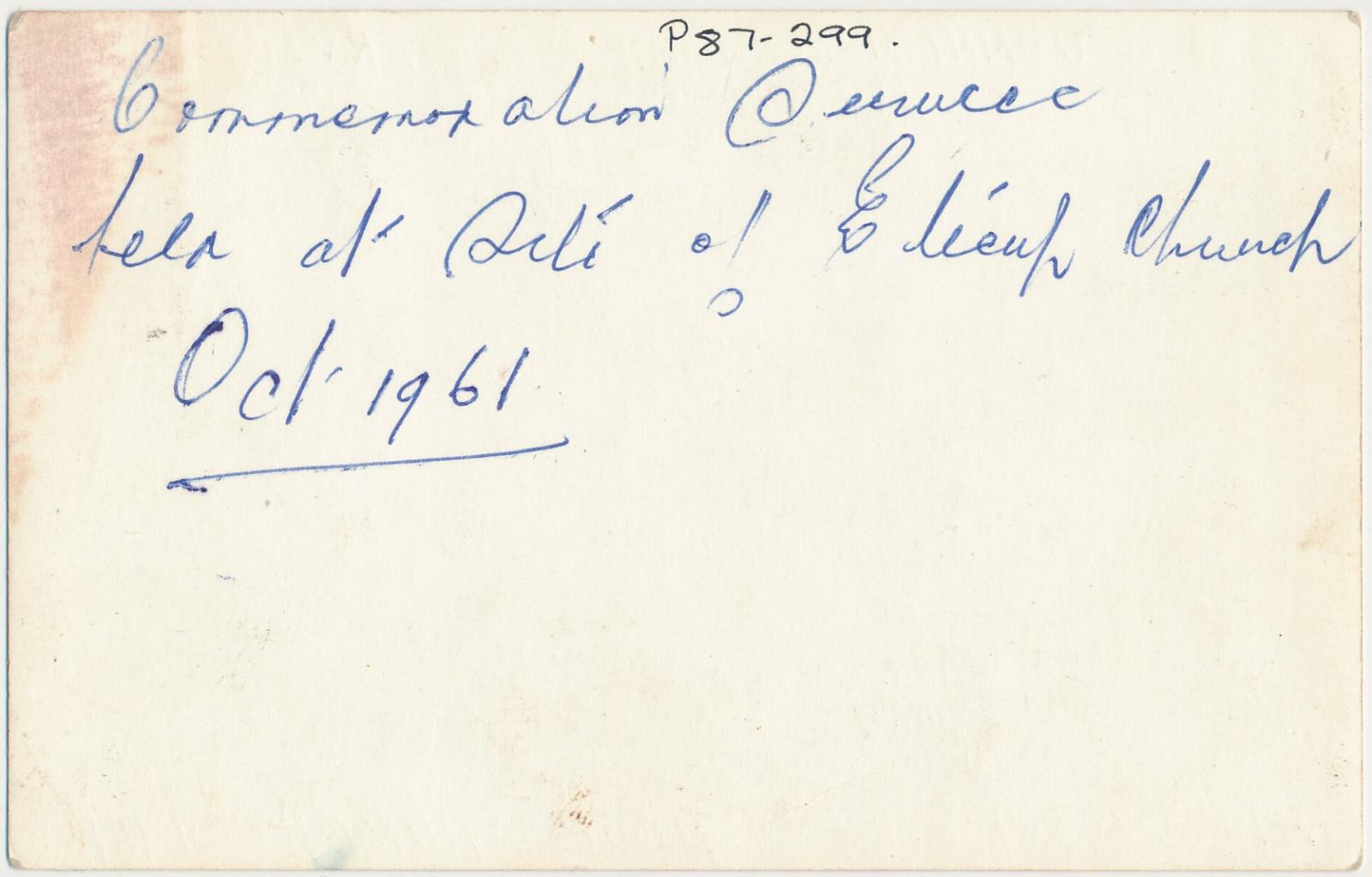 Back of photograph of Eticup Commorative Service