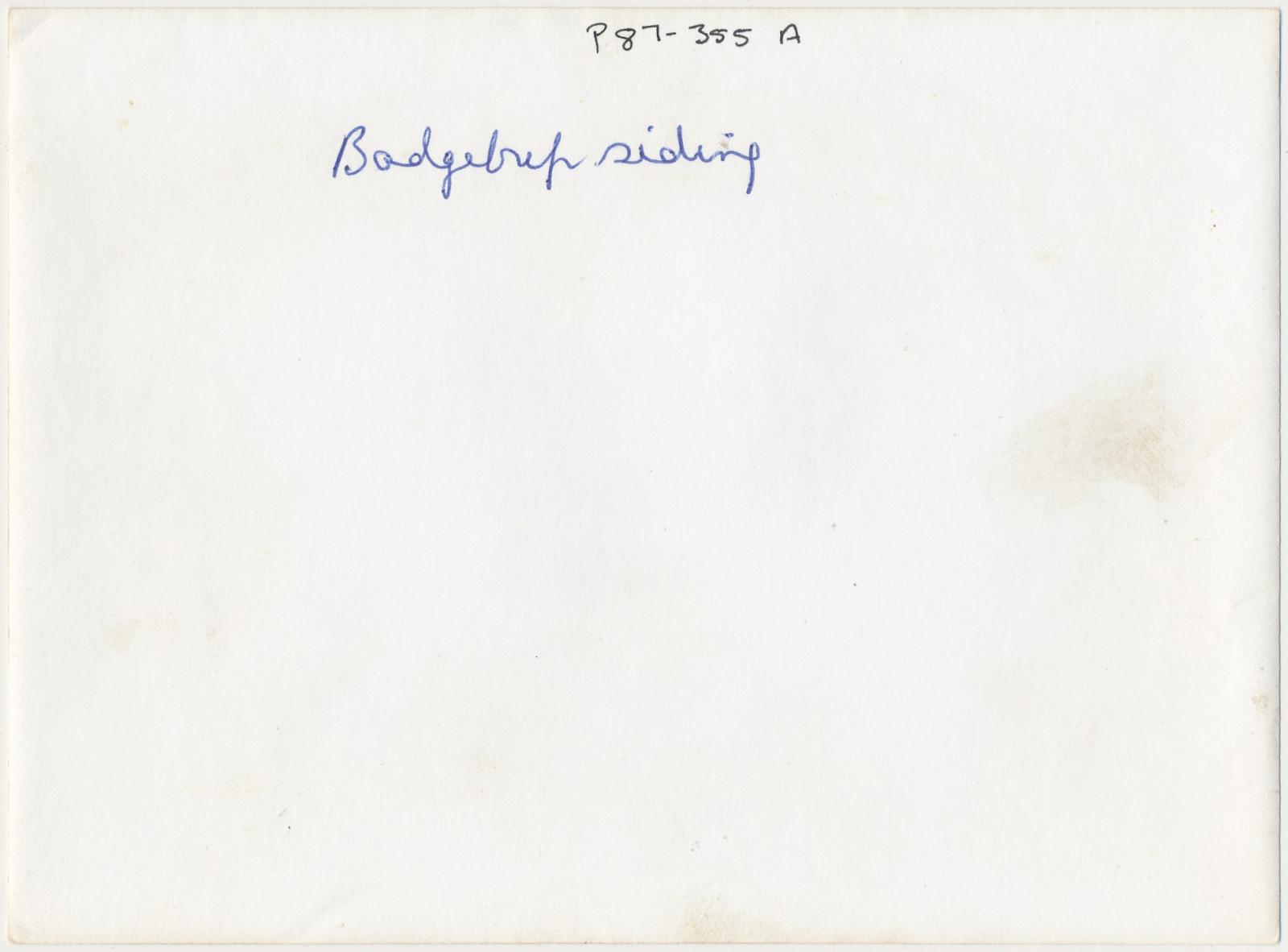 Back of photograph of Badgebup Siding