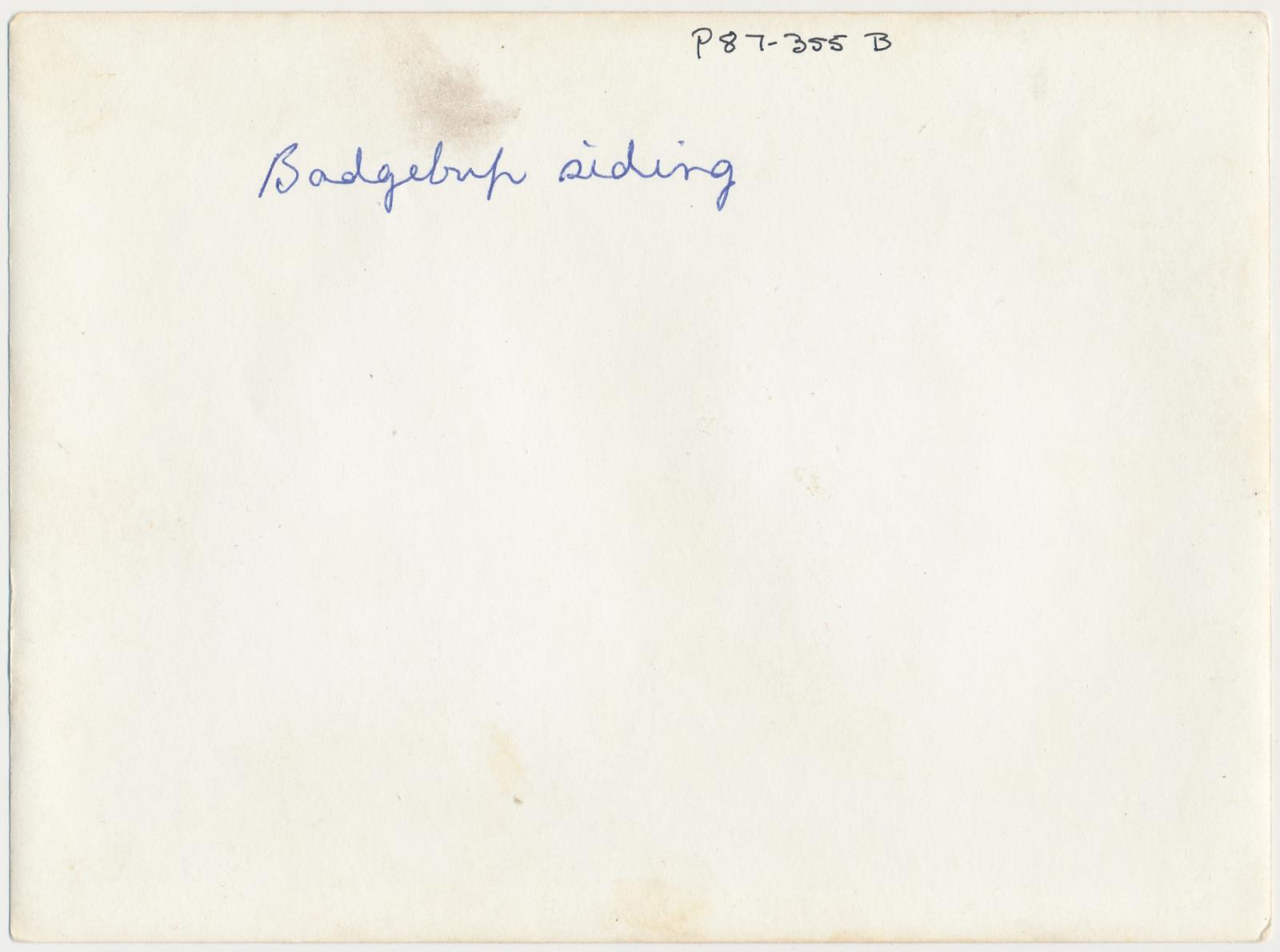 Back of photograph of Badgebup Siding