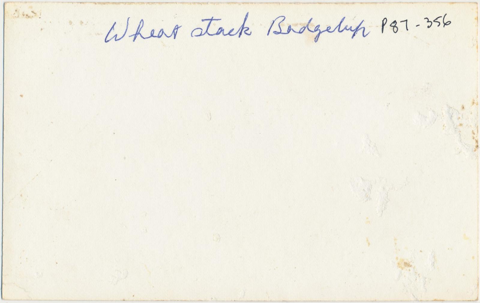 Back of photograph of Wheatstack at Badgebup