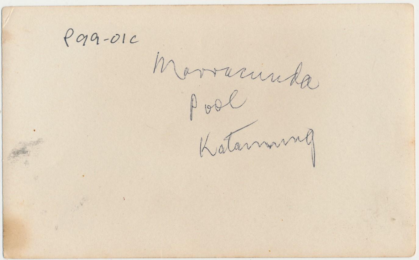 Back of photograph of Marracoonda Pool