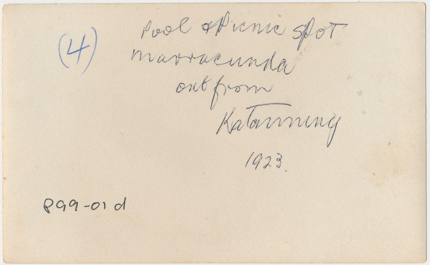 Back of photograph of Marracoonda Pool