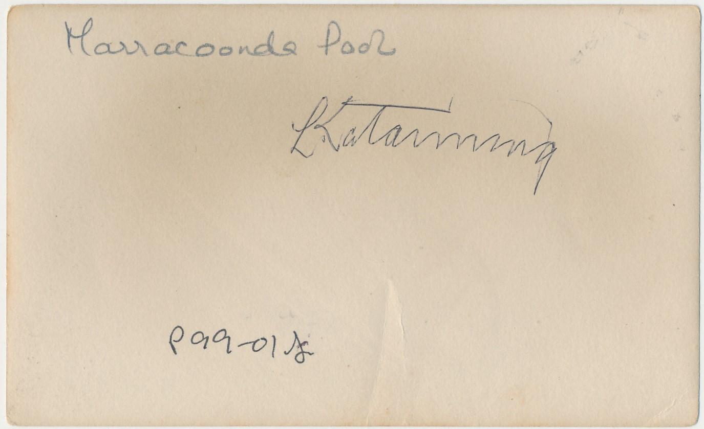 Back of photograph of Marracoonda Pool