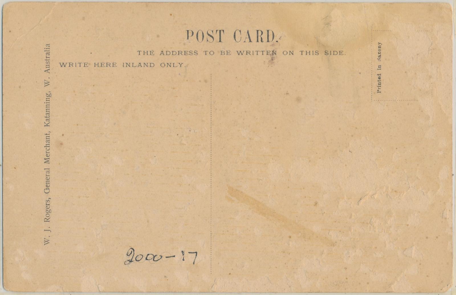 Back of postcard of Katanning Hospital
