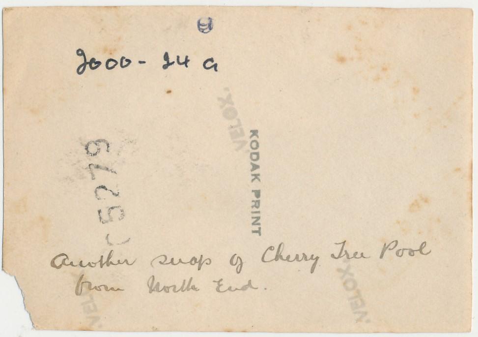 Back of photograph of Cherry Tree Pool