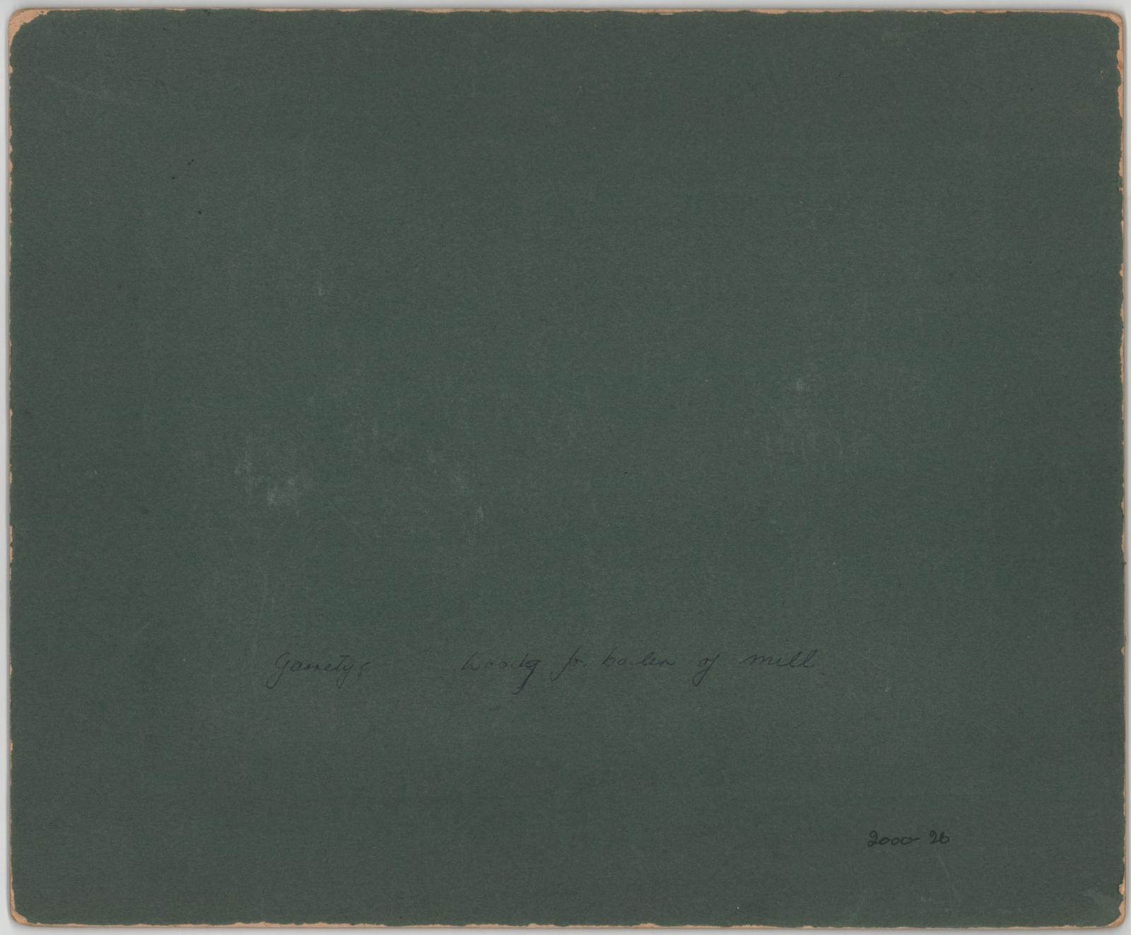 Back of photograph of Men carting wood