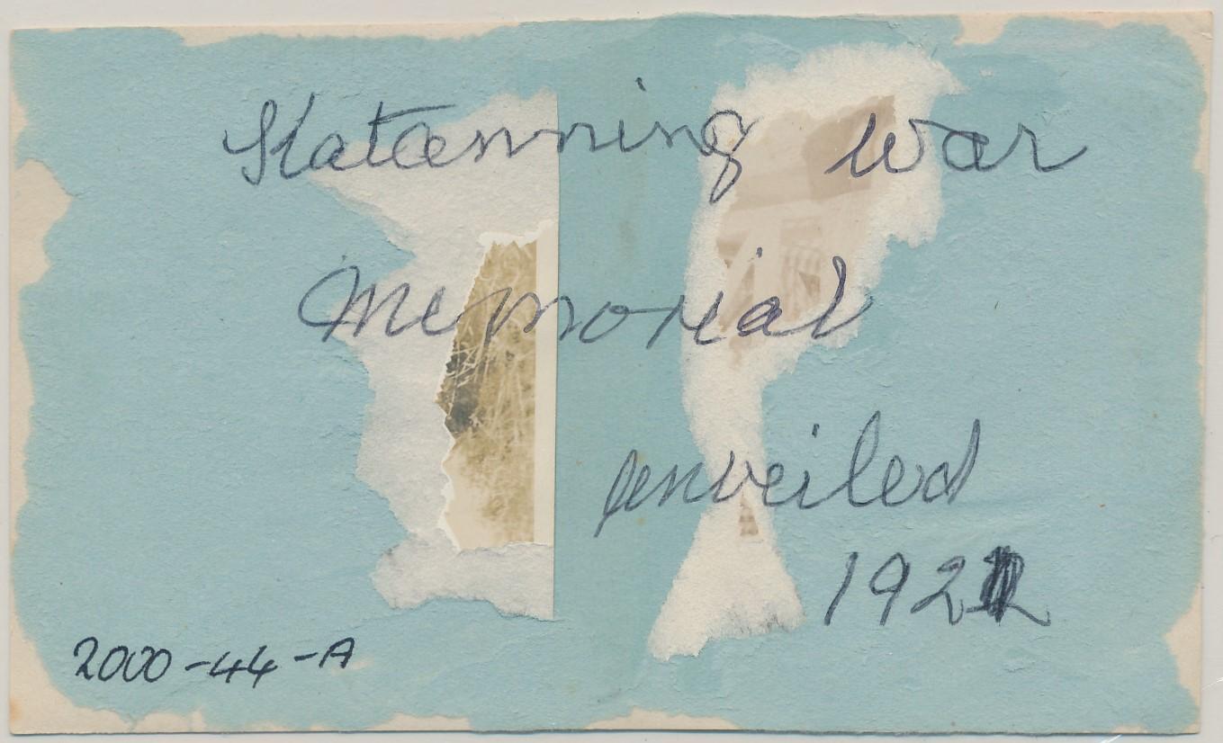 Back of photograph of Katanning War Memorial