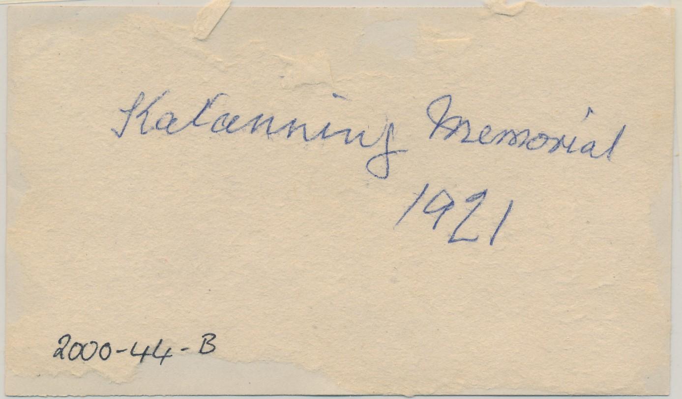Back of photograph of War Memorial Katanning