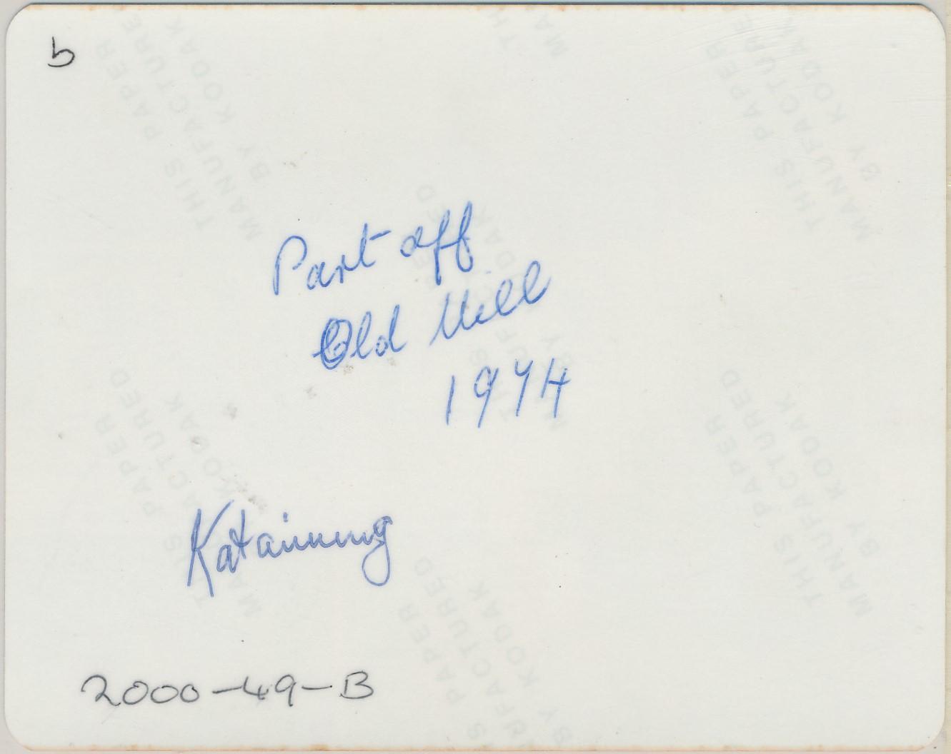 Back of photograph of Katanning Flour Mill