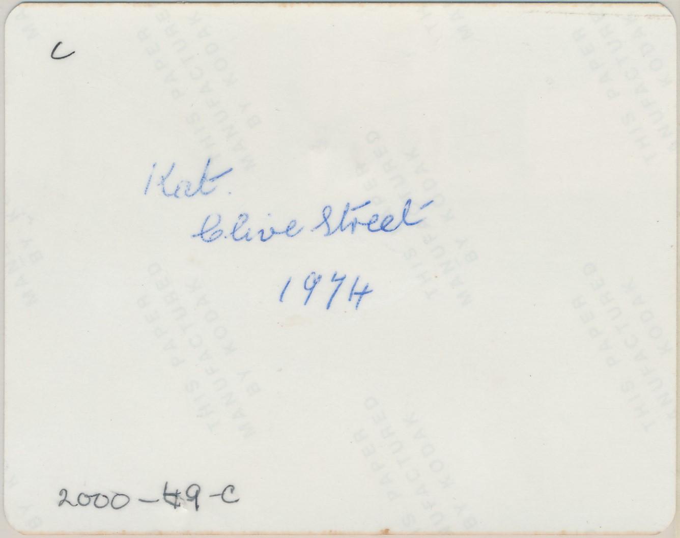 Back of photograph of Clive St., looking East, Katanning