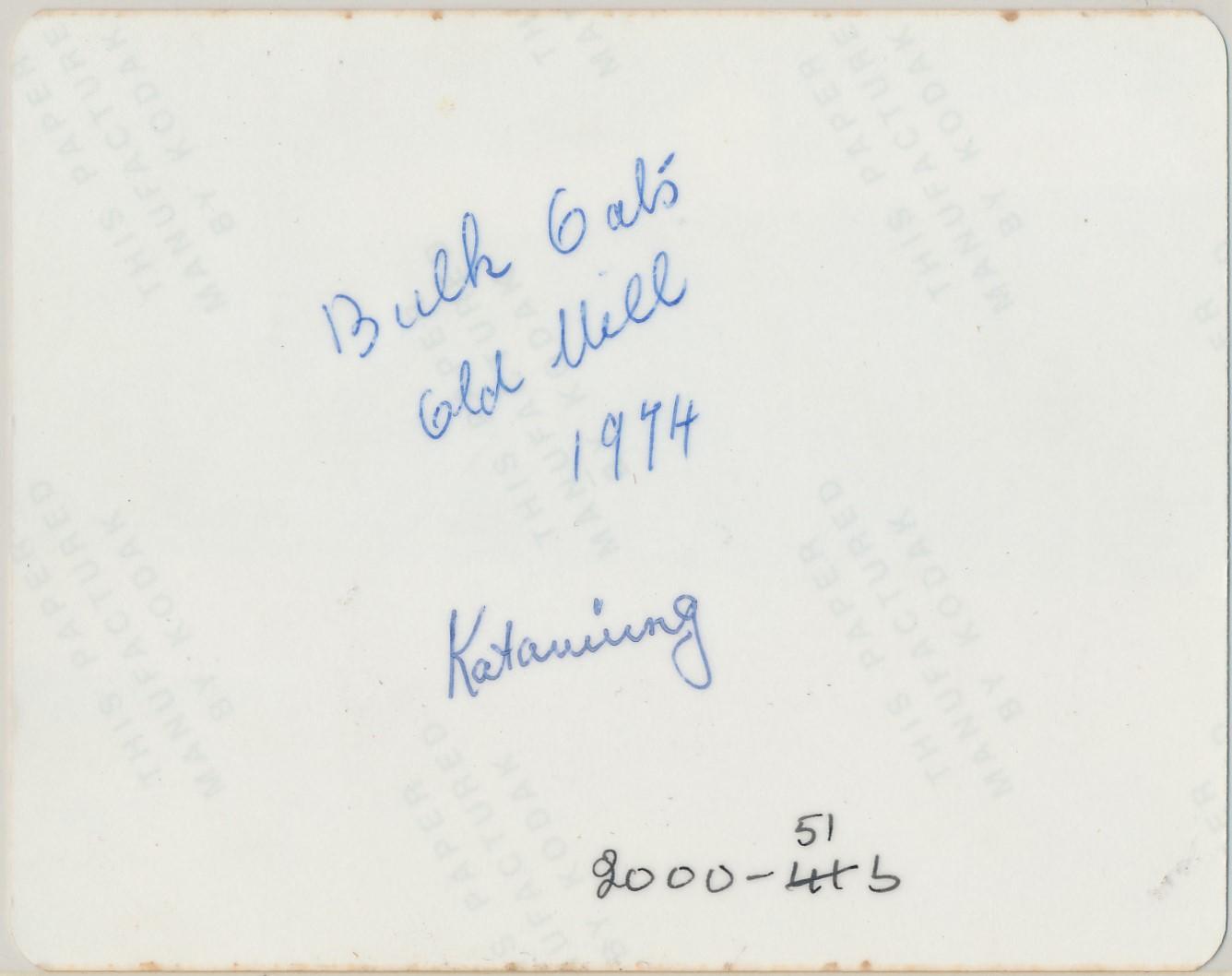 Back of photograph of Katanning Flour Mill Loading Yard