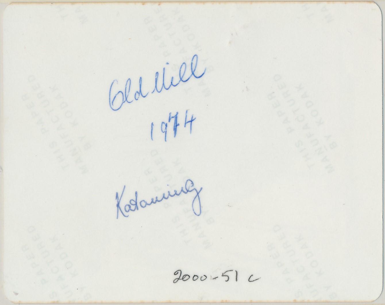 Back of photograph of Katanning Flour Mill Sheds
