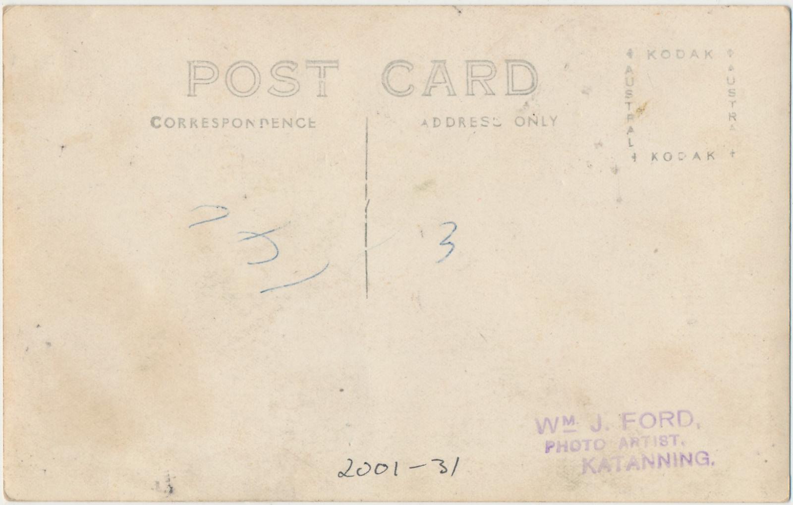 Back of postcard of Old Buffers Football Team
