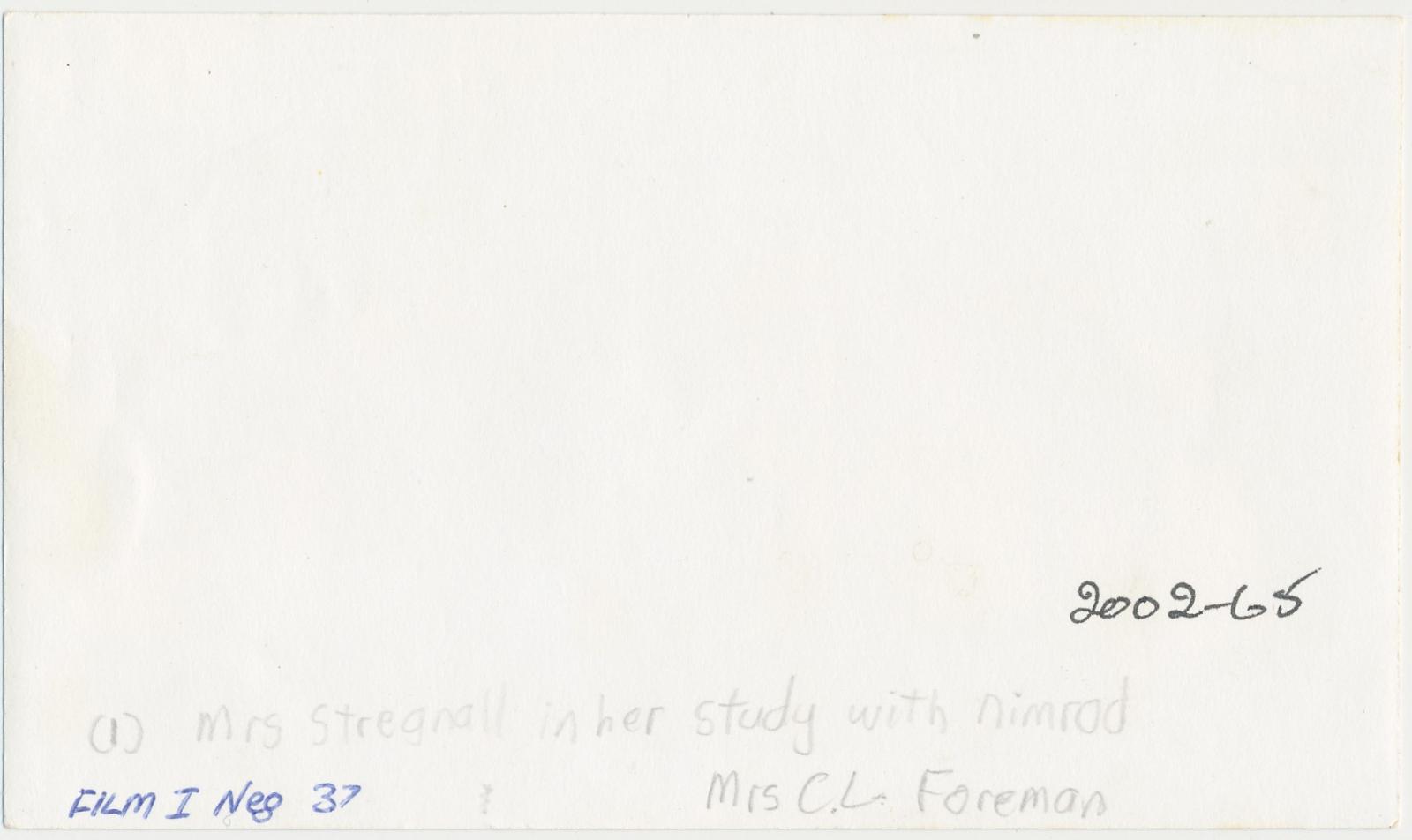 Back of photograph of Headmistress of Kobeelya