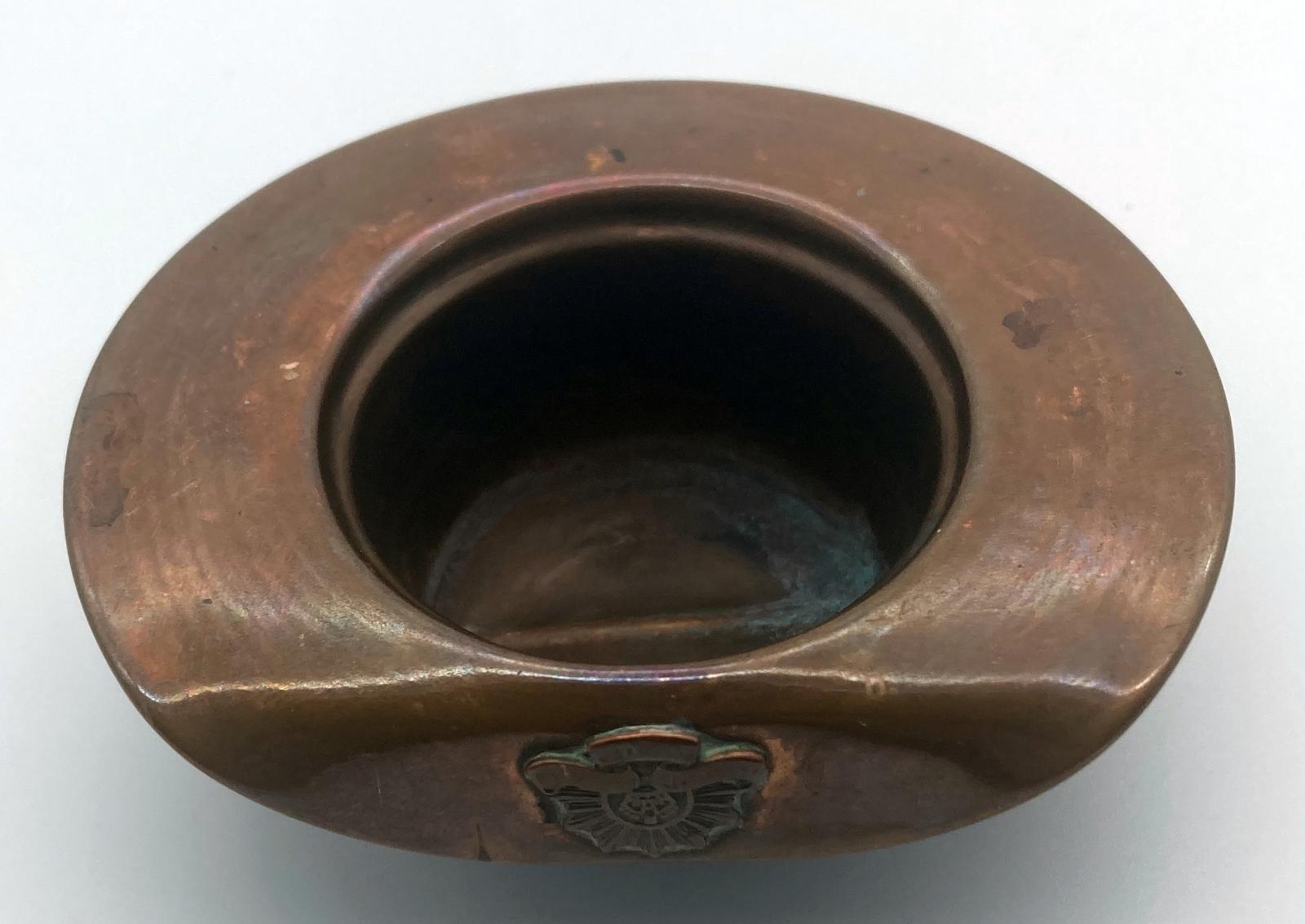 WWI trench art copper slouch hat - view from below