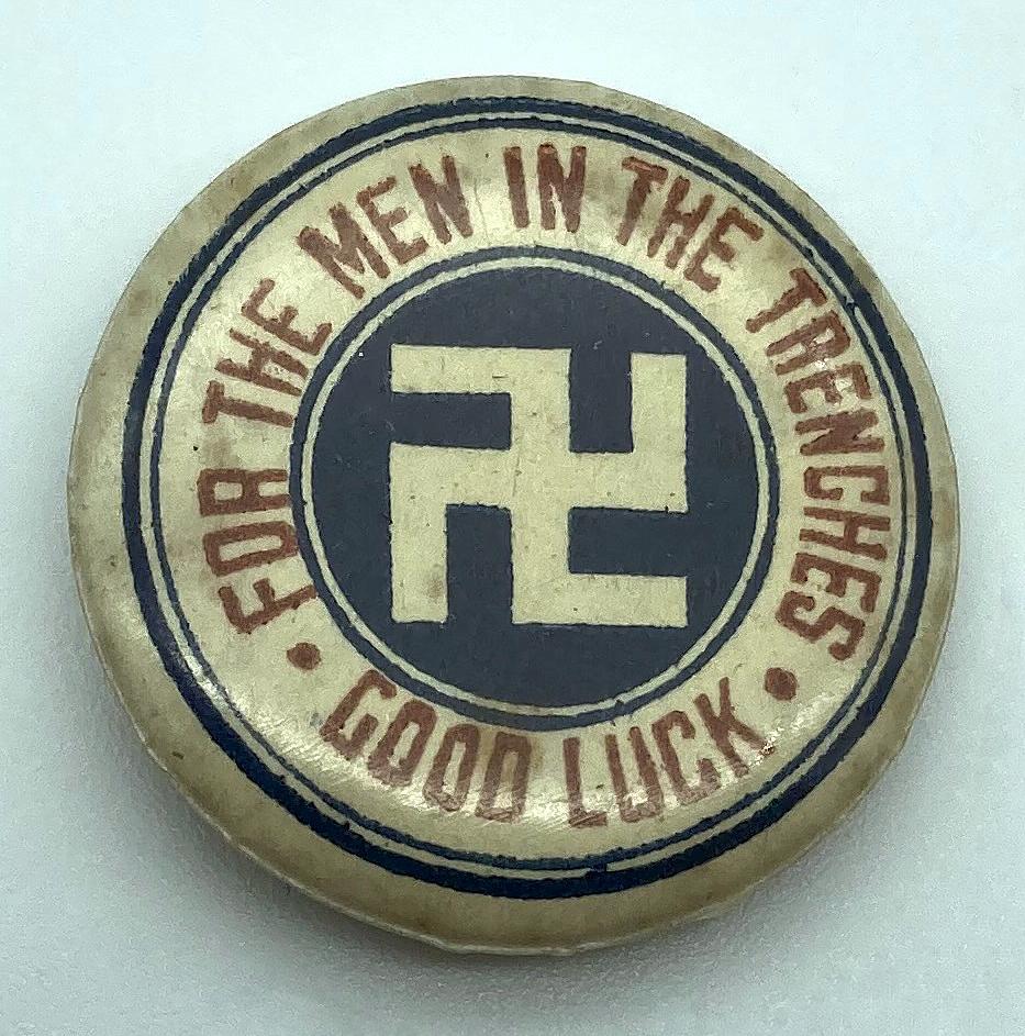 WWI fundraising button 'For the men in the trenches, Good Luck'