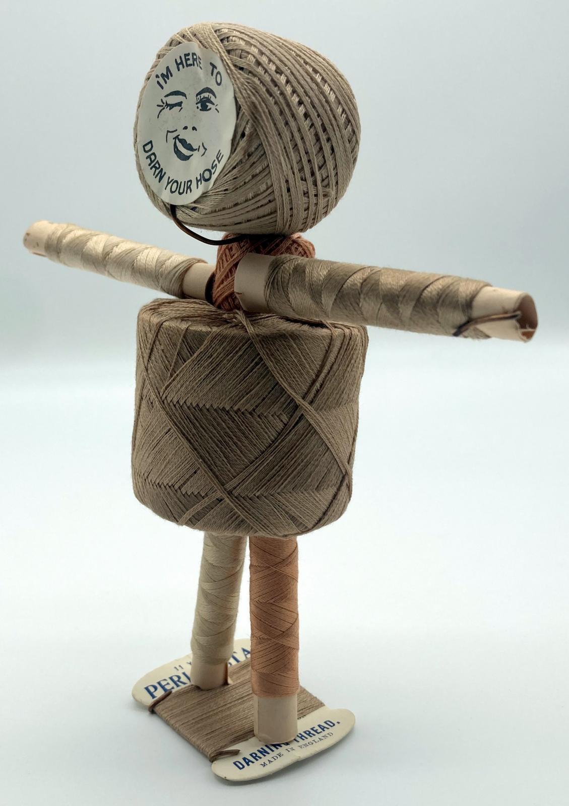 WWII 'Make Do and Mend' pantyhose repair kit in form of doll