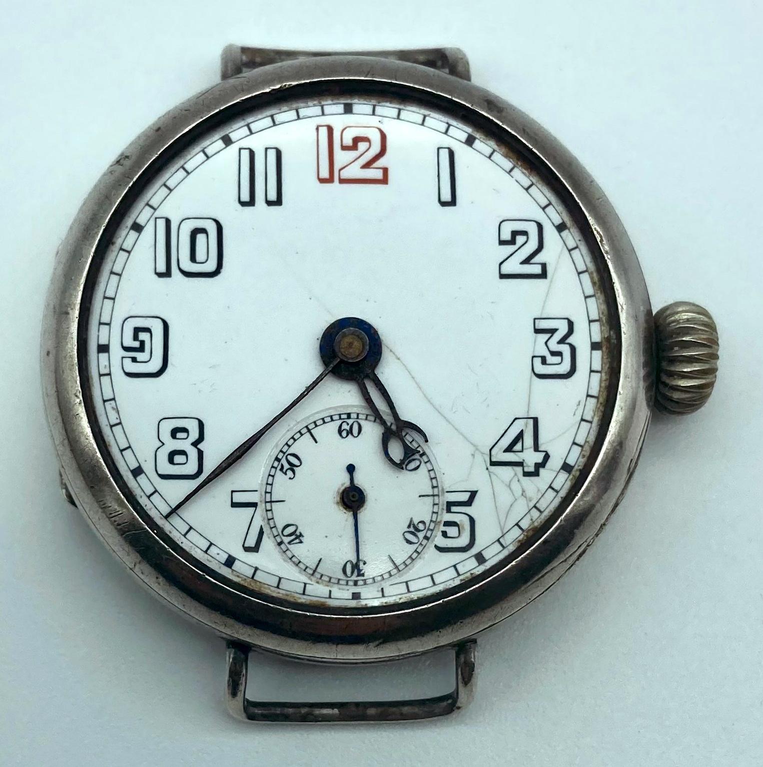 WWI trench watch presented to Ernest Allen Ernst - front