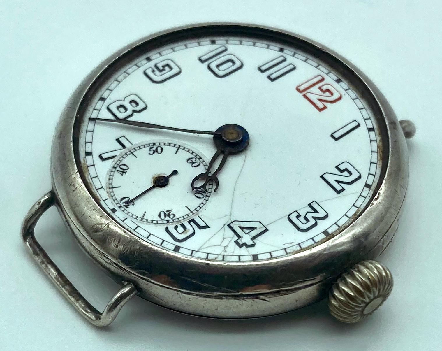 WWI trench watch presented to Ernest Allen Ernst - other oblique view