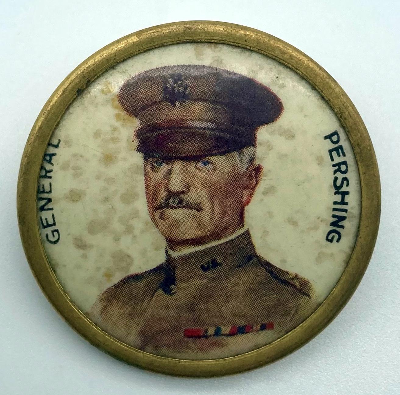 WWI fundraising button featuring the portrait of General Pershing