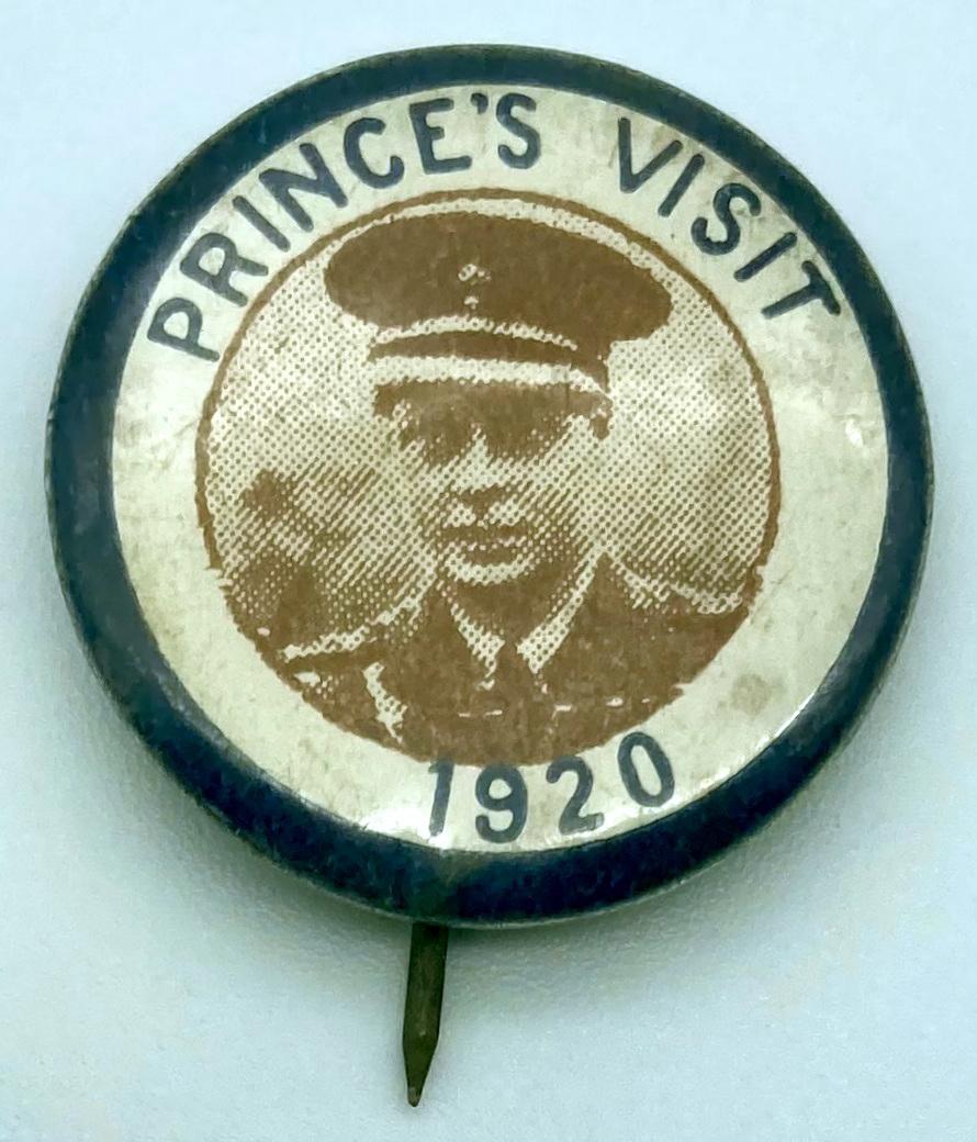 Souvenir button celebrating the 1920 visit of H.R.H. Edward, Prince of Wales