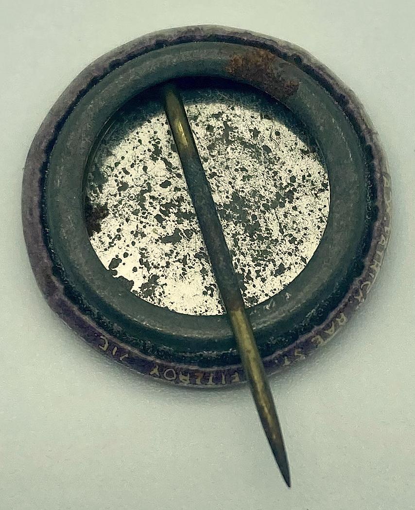 Reverse of WWI fundraising button supporting the 22nd Battalion A.I.F.