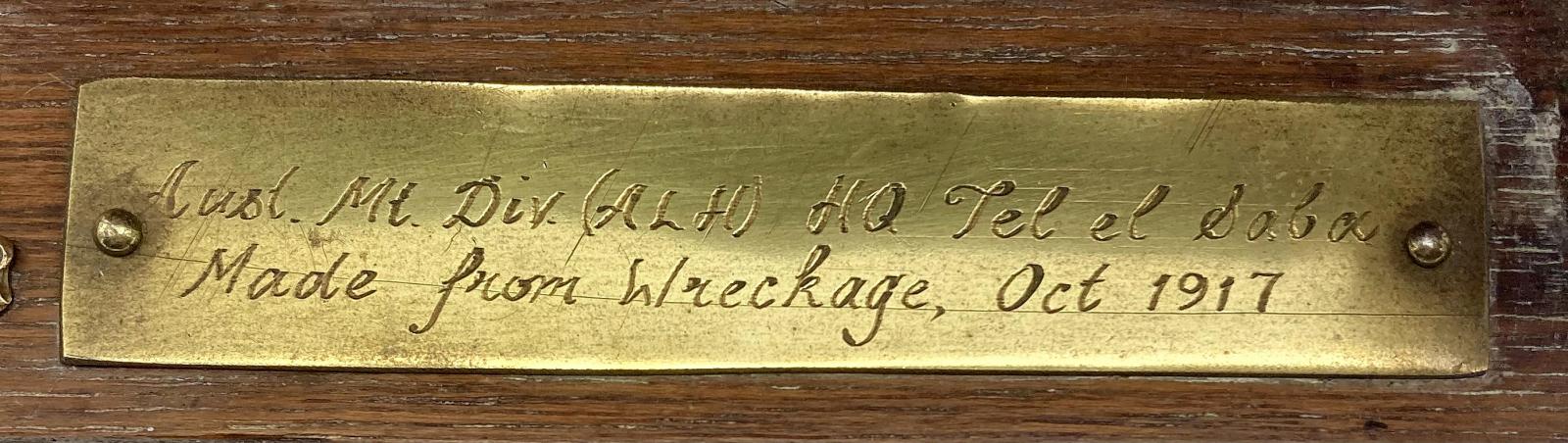 Engraved brass information panel