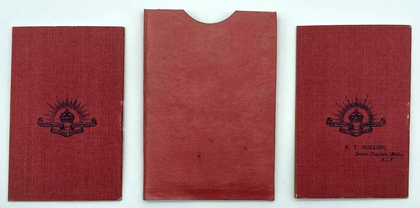 Reverse of  'With the A.I.F. on Active Service for God and King' - pouch and enclosed booklets