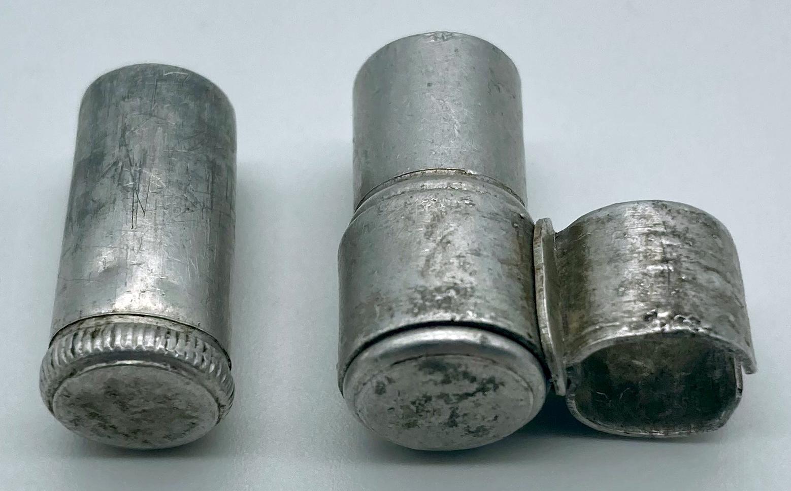 Pigeon canister - base view with two parts separated