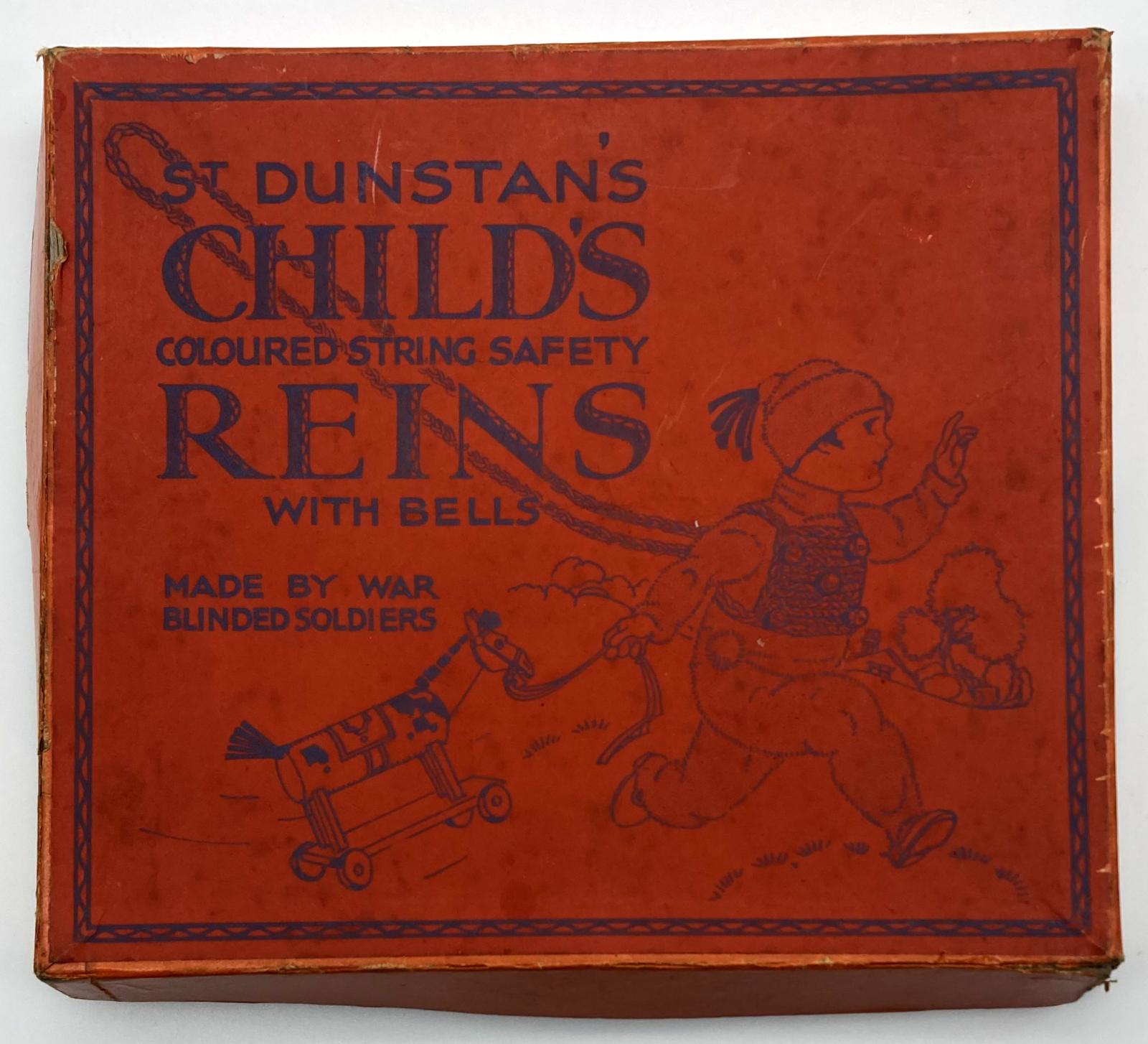 St. Dunstan's Child's Reins with Bells made by war-blinded soldiers  -box lid