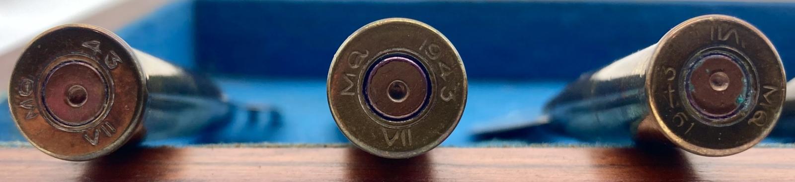 Close-up of first three bullet bases - trench art cutlery