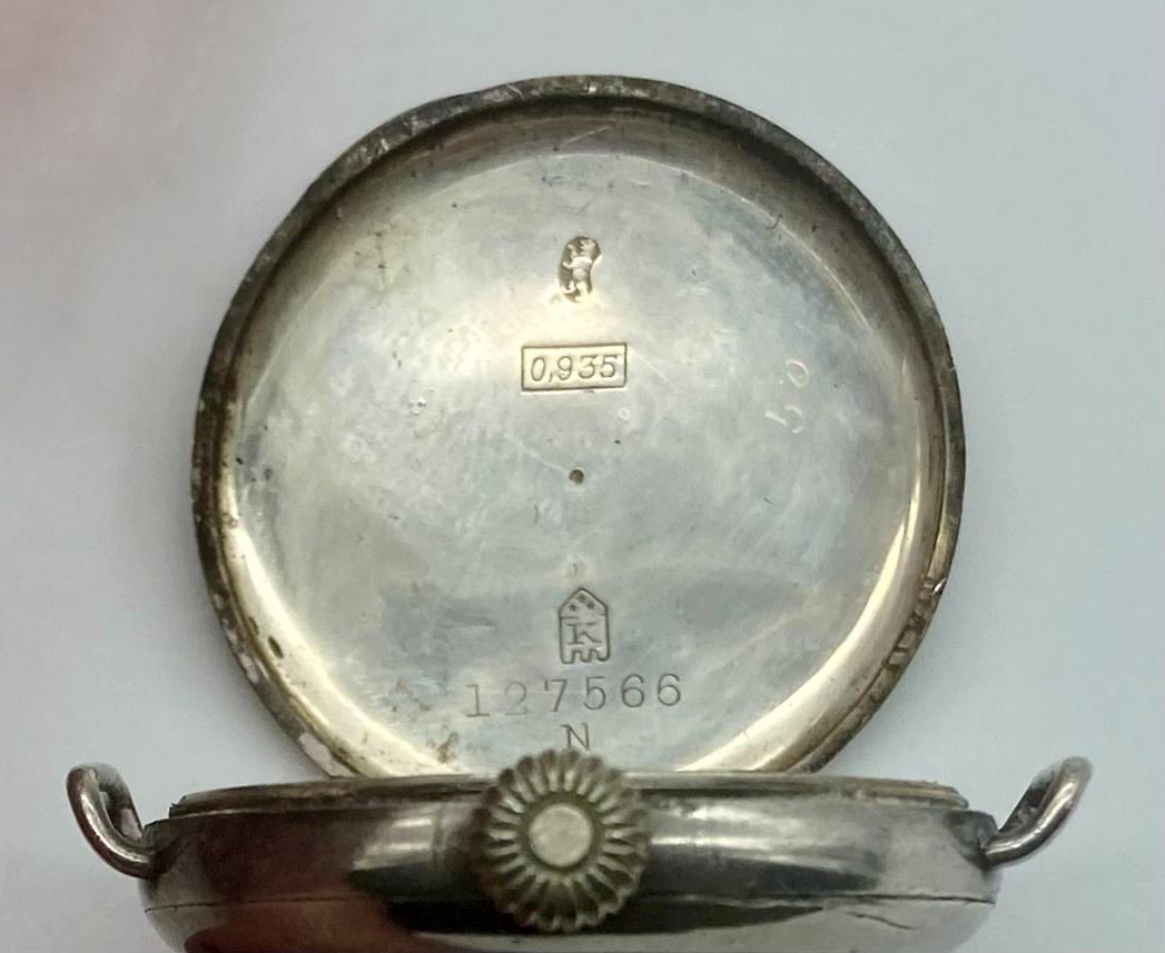 Inside lid of WWI trench watch presented to Ernest Allen Ernst