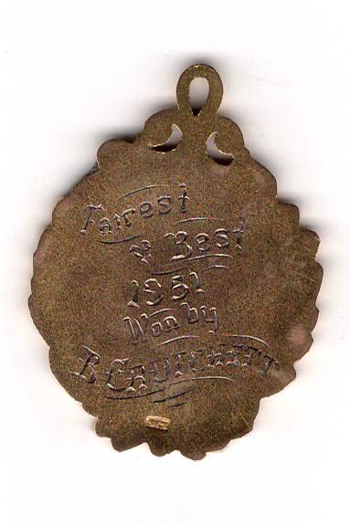 Brian Crutchett's 1951 West Australian Baseball League 'Presidents Medal' (reverse)