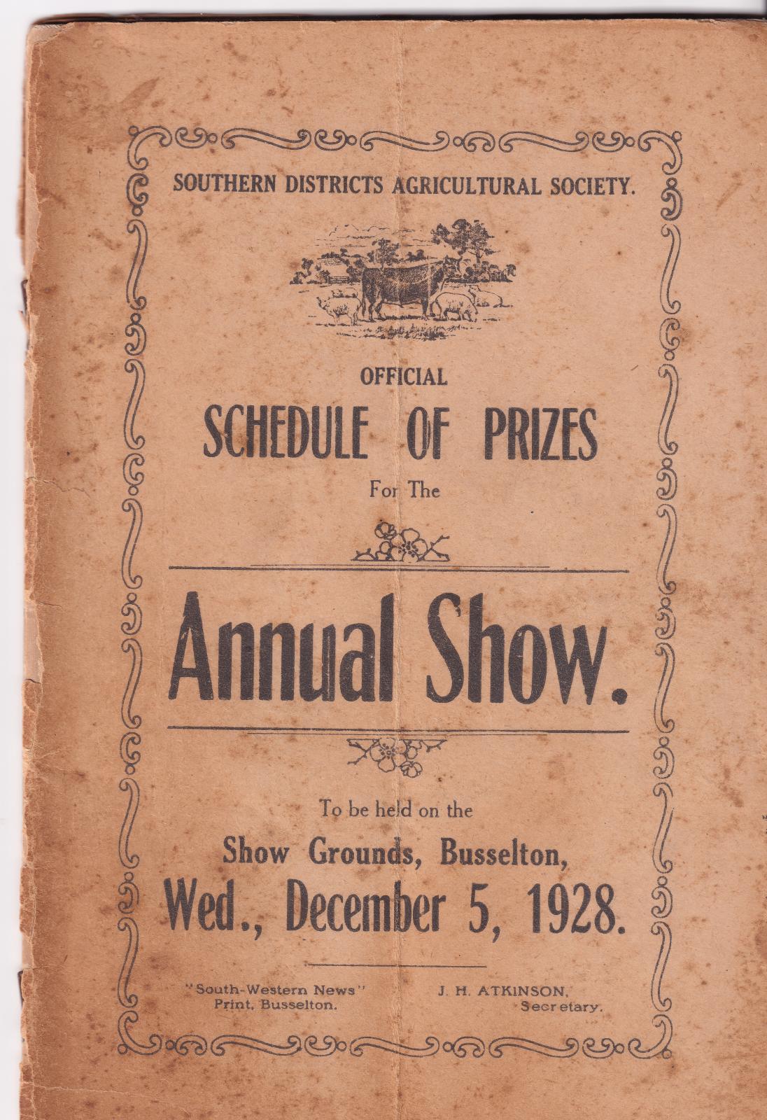 1928 Schedule of Prizes